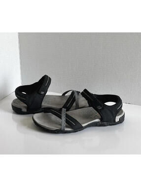 Merrell Terran Cross II Sport Sandals Women's 8 Black Gray Leather Ankle Strap